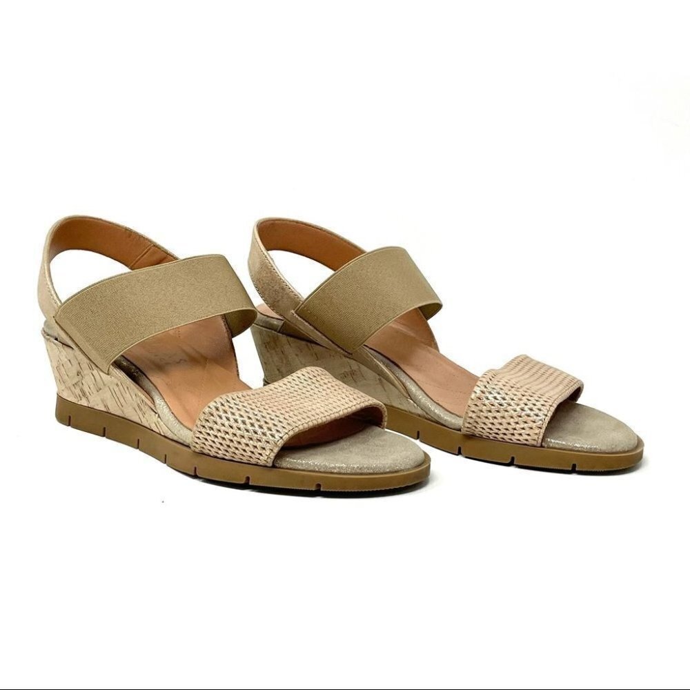Hispanitas Mercury Metallic Leather Wedge Sandals Size 39